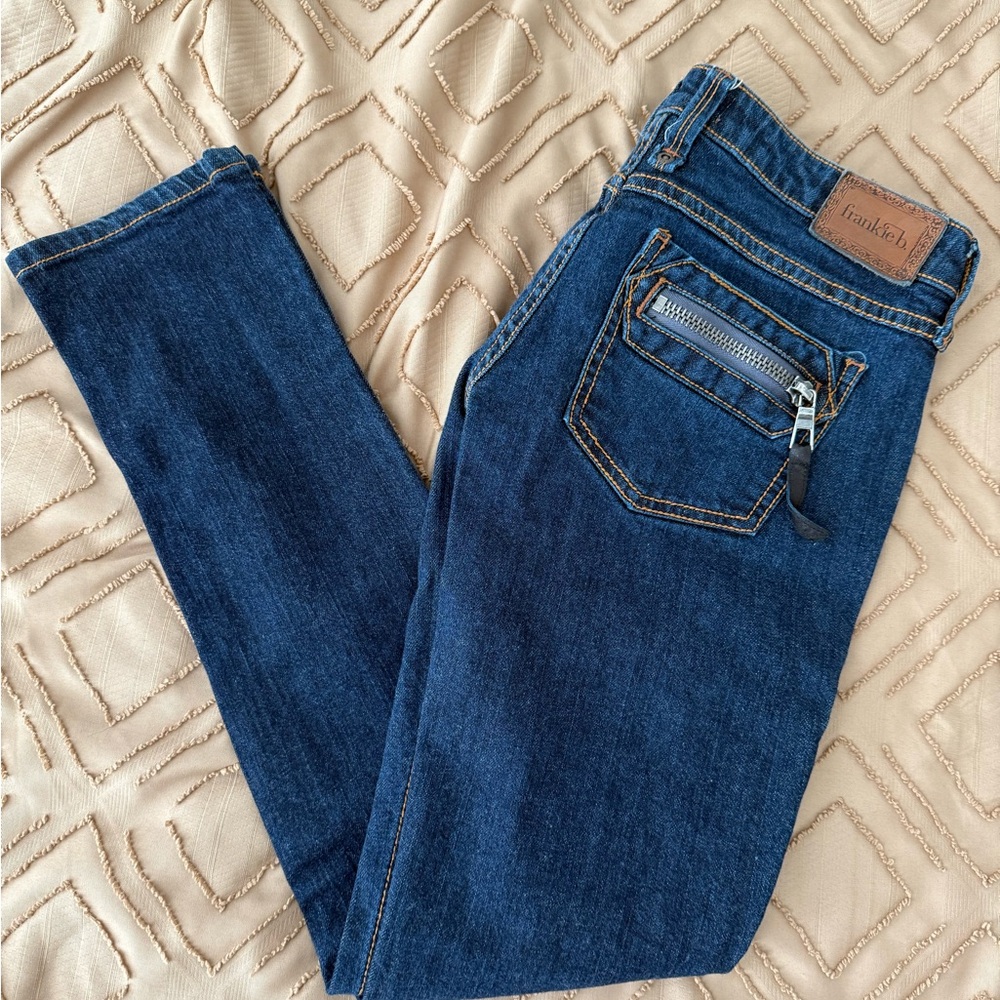 Frankie B. Women's Straight Leg Jeans - Dark Blue Denim - Picture 3 of 3